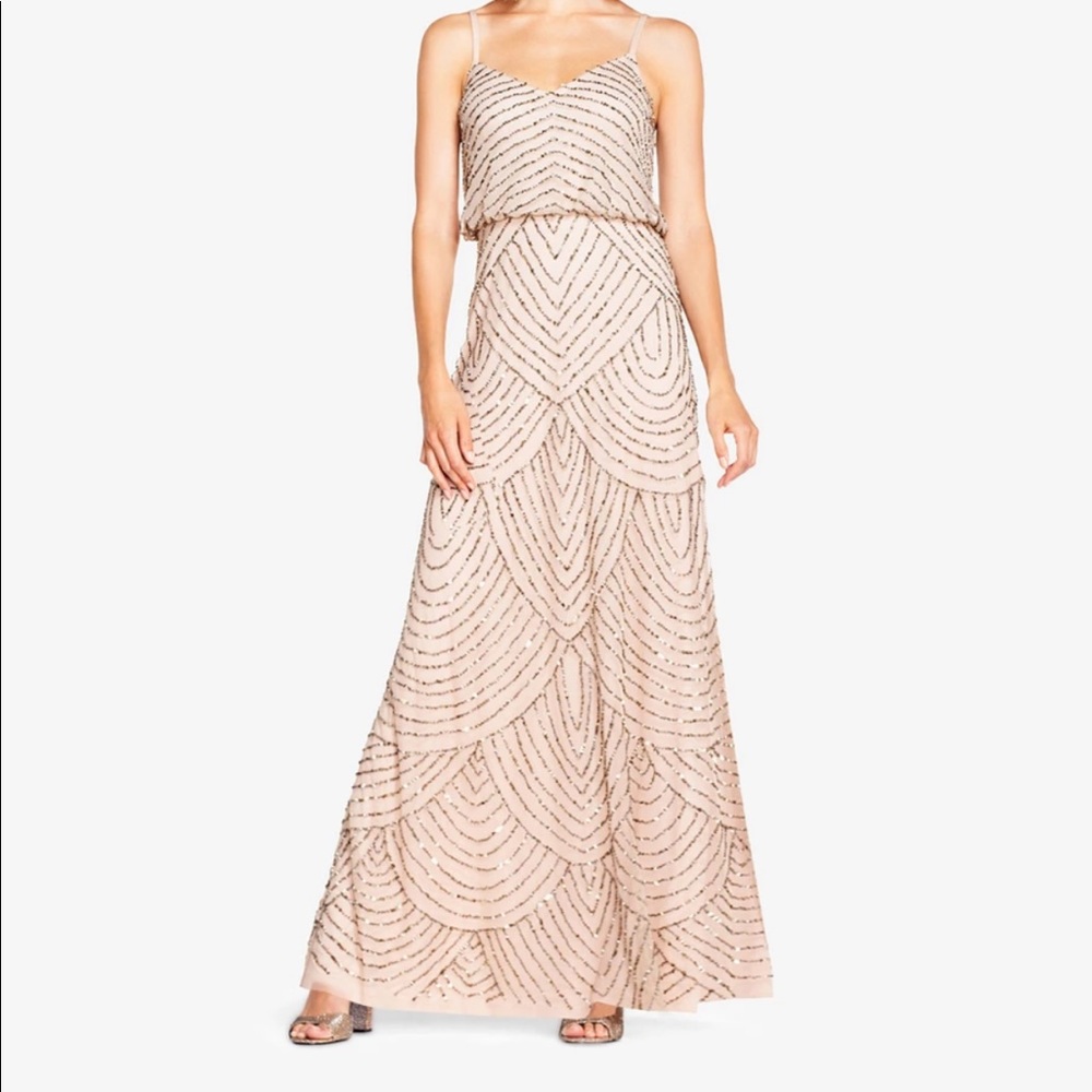 Adrianna Papell dress in Taupe, worn once, perfect condition